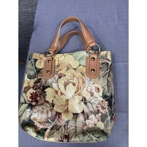 Maurizio Taiuti Satchel Womens Small Multicolor Floral Leather Top Handle Purse